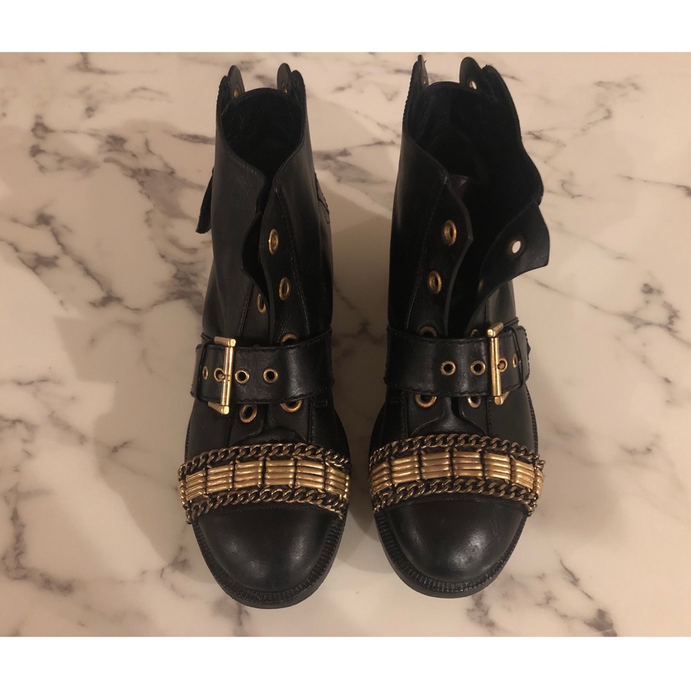 Alexander McQueen leather combat ankle boots